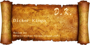 Dicker Kinga névjegykártya